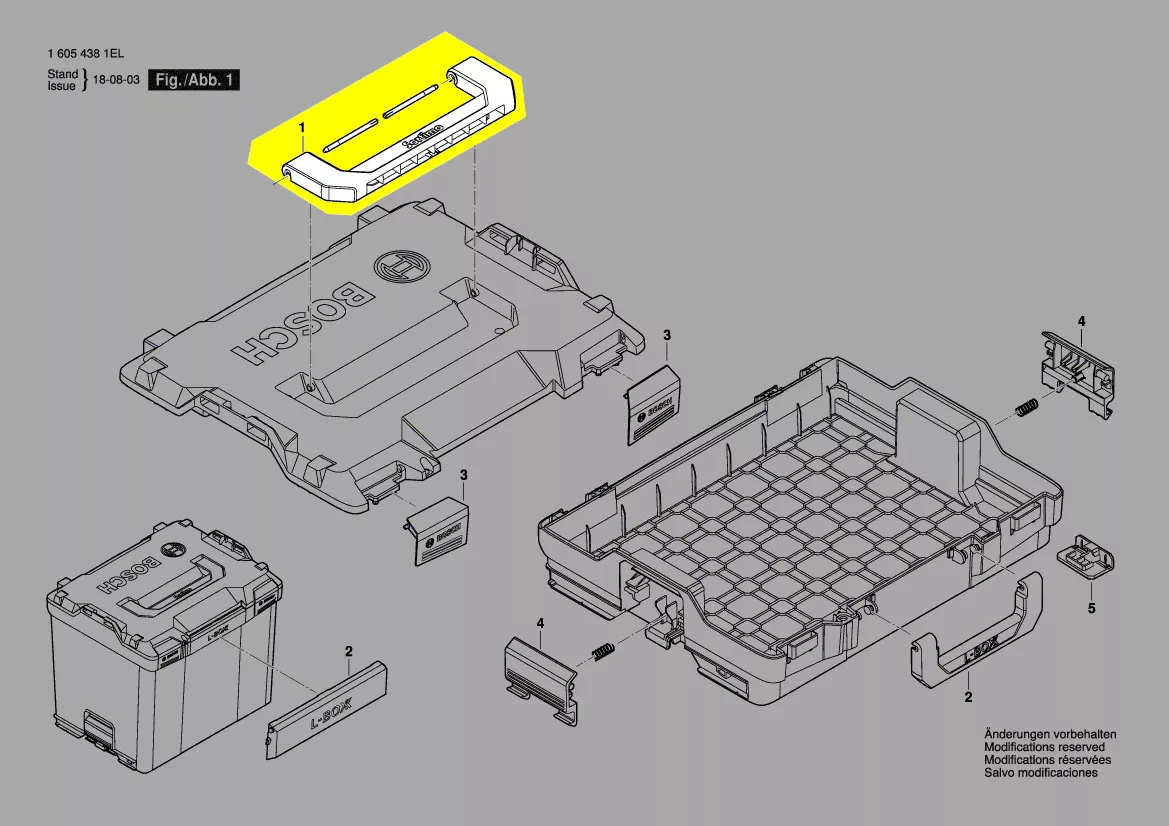 poignée couvercle valise L-Boxx Bosch 2ème génération